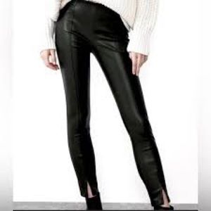 Zara Black Faux Leather Slit Pants